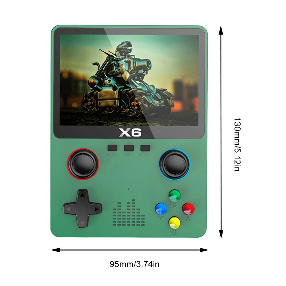 X6 Handheld Game Console, Retro Game Console Built-in 64GB 10000+ Classic Games, 3.5-inch OCA IPS Screen, Dual 3D Joystick, 11 Emulators, Handheld Gaming Console Support TV Output-196