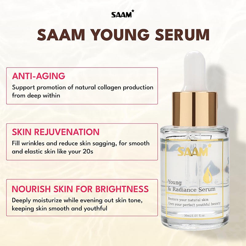 SAAM Young Serum for with Arigeline & Hyaluronic Acid, Face Serum for Anti-Aging, Wrinkles & Sagging Skin, Youthful Appearance & Radiant Skin 30ml-35898