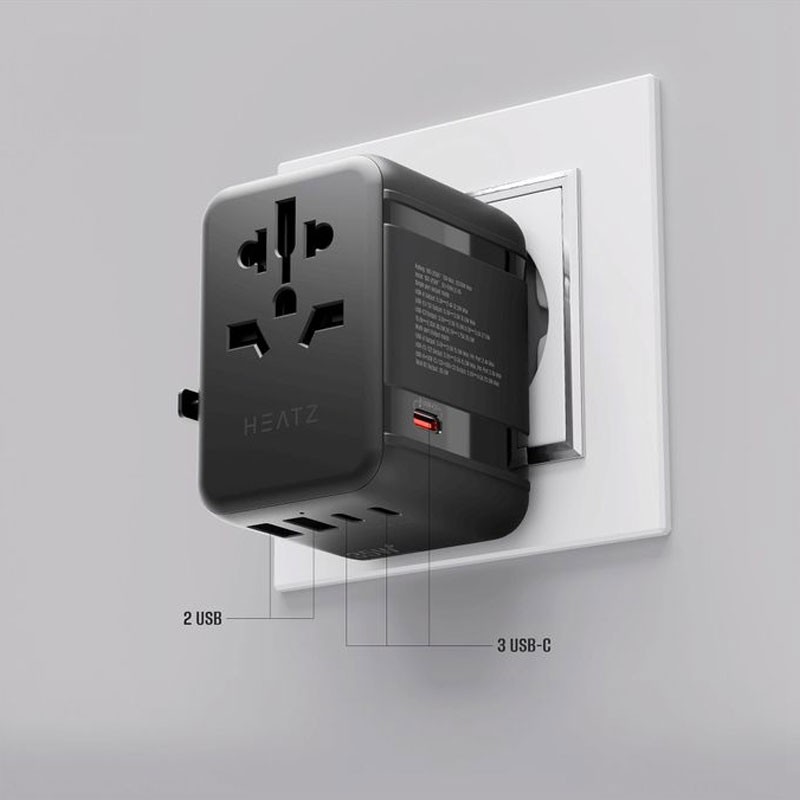 Heatz ZA59 Universal Travel Adapter Charger 35W GAN III, 8-Port, Black-36319