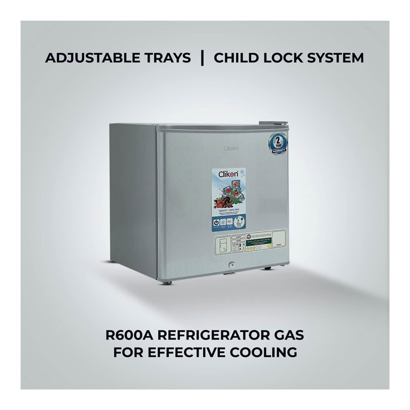Clikon 48 Liter Mini Refrigerator, Adjustable Trays, Child Lock System, Compact Size Single Door Fridge, CK6002-35205