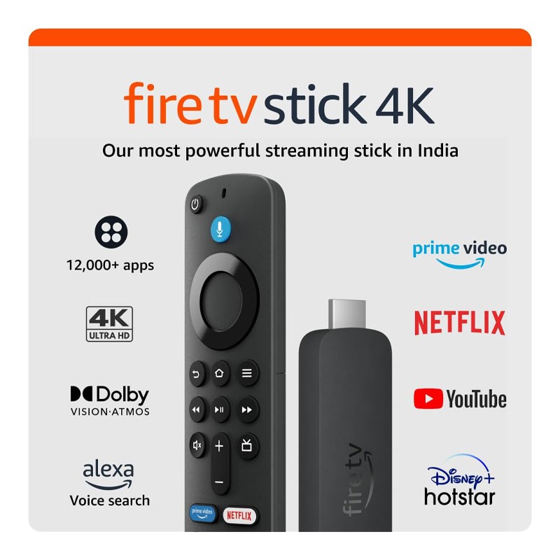Amazon Fire TV Stick 4K Streaming Device, Ultra Cinematic 4K streaming, Supports WiFi 6, Dolby Vision,Atmos, HDR10 Plus, Alexa Compatible Fire TV Stick-32851