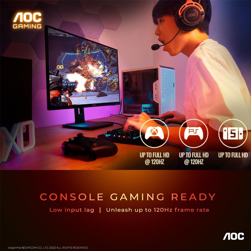 AOC, Pivot And Height Adjustable, Console Gaming Ready, AMD FreeSync, HDR10, 180Hz 1ms, HDMI 2.0, Display Port, Full HD 27 inch Gaming Monitor, 27G15N-28027