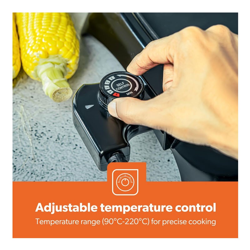Geepas, Adjustable Thermostat, Non Stick Smokeless Grill Indoor With Glass Lid, Overheat Protection, On Indicator Light, 1600W Electric Barbeque Grill, GBG63040-28792