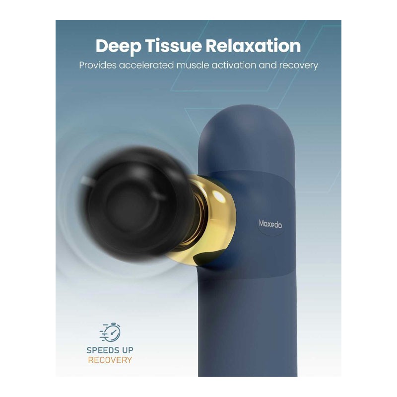Moxedo, Deep Tissue Massager With 4 Interchangeable Massage Heads, Portable Multi Function Muscle Pro Massager, Navy Blue, MX-MSG012-BL-33188