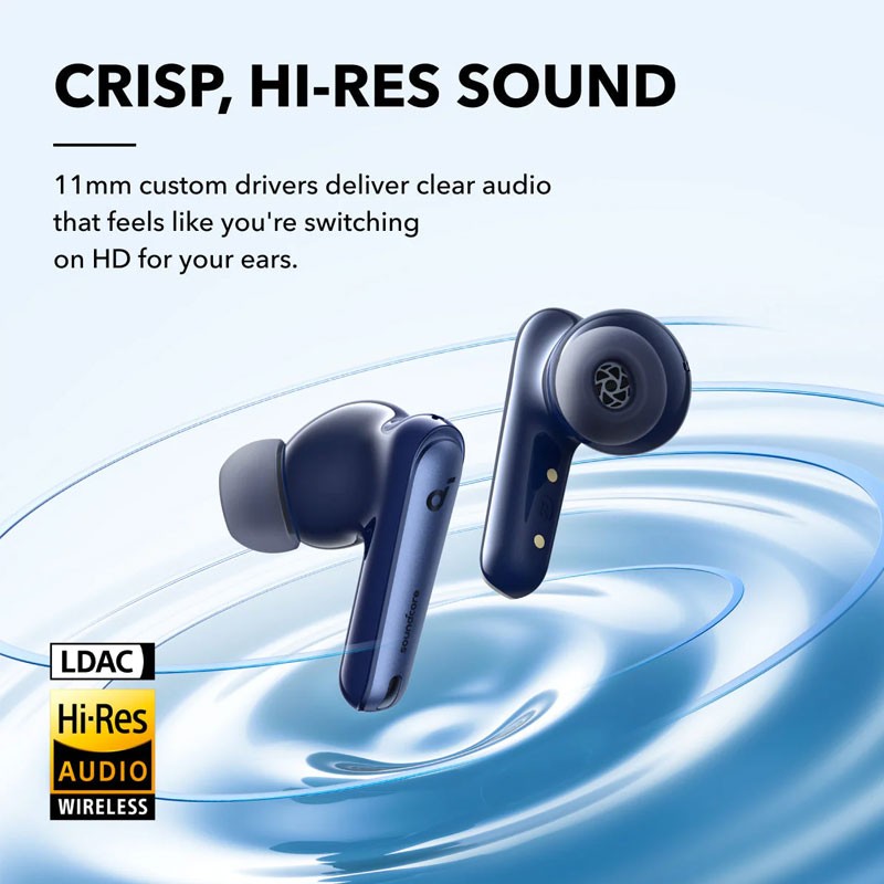 Anker Soundcore Liberty 4 NC, Noise Reduction, 49dB Adaptive Noise Cancelling, Hi Resolution Sound, LDAC Support, 50H Battery, Wireless Charging, Fast Charge, Wireless Earbuds, Navy Blue, A3947H31-21606