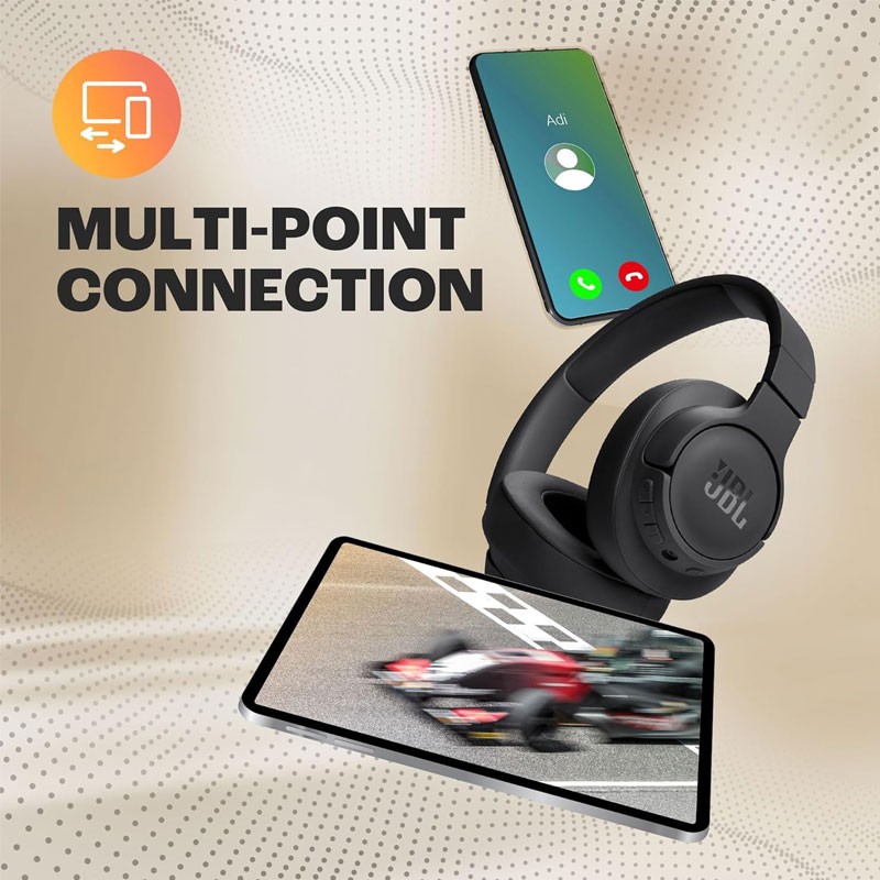 JBL Tune 720BT, Pure Bass Sound With Mic, Upto 76 Hrs Playtime, Speedcharge, Dual Pairing, Customizable Bass With Headphones App, Lightweight, Bluetooth 5.3, Wireless Over Ear Headphone-16380