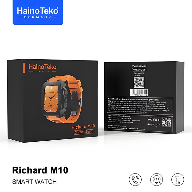 Haino Teko Germany Richard M10 smart watch with wireless charger 3 pair strap-3498