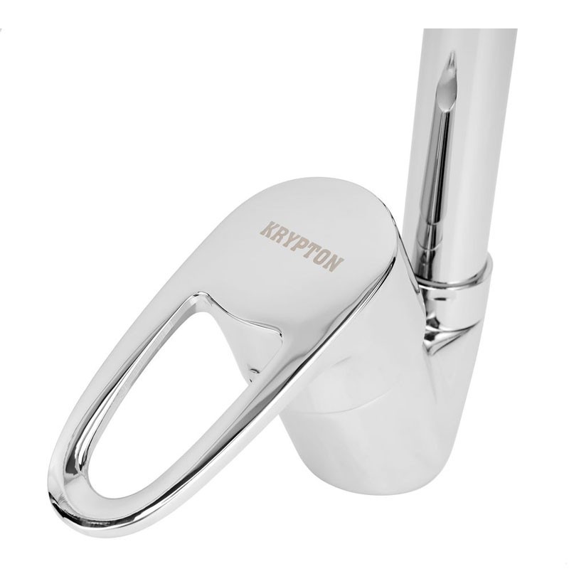 Krypton, High Quality Material In Chrome Color, Durable 40MM Ceramic Disc Cartridge, Leak Proof, Solid Handle And 360 Degree Swiveling Spout, Alpha Series Single Lever Kitchen Mixer, KNSW6406-32595