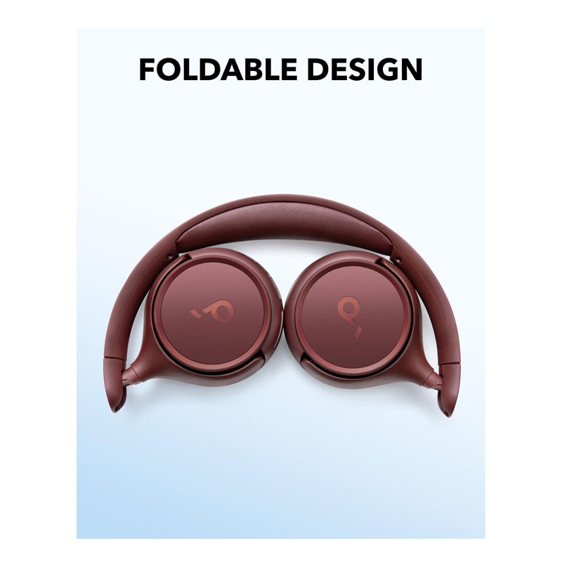 Anker Soundcore H30i, 40mm Pure Bass Drivers, 70 Hrs Battery, Foldable Design, App Connectivity, Dual connection, Wireless Bluetooth OnEar Headphone, Red, A3012H91-29020