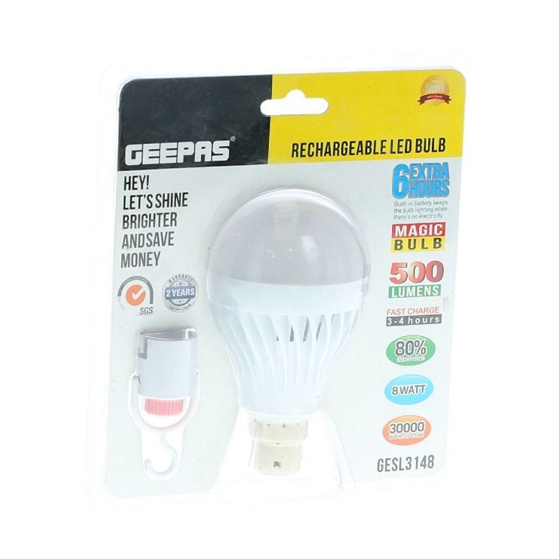 Geepas, 16Pcs SMD LED, 6500k Colour Temperature, 6 Hours Working With Lithium Battery, Rechargeable LED Bulb, GESL3148-29567