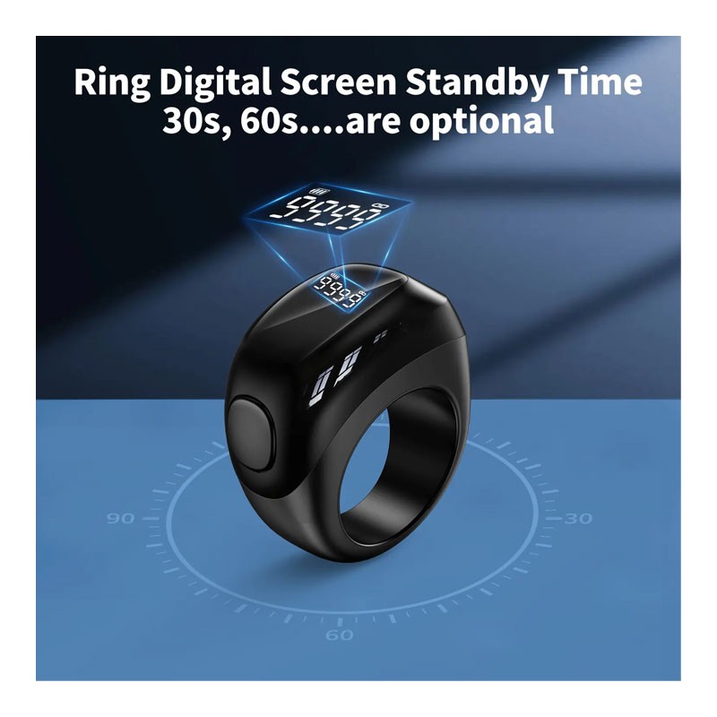 Digital Azan Alarm Clock Counter Tasbeeh Tasbih Zikr Ring-32303