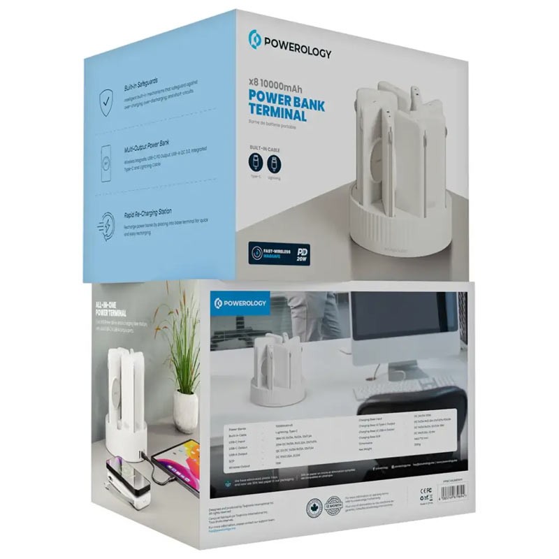 Powerology 8in1 Station 10000mAh PD 120W QC Wireless Power, Bank-35766