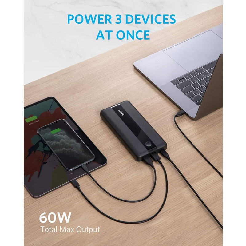 Anker PowerCore 3 Elite, 19200mAh Capacity, 60W Max Output, B2B, Universal Compatibility, Rapid Recharge, MultiProtect Powerbank, Black, A1284H11-20903