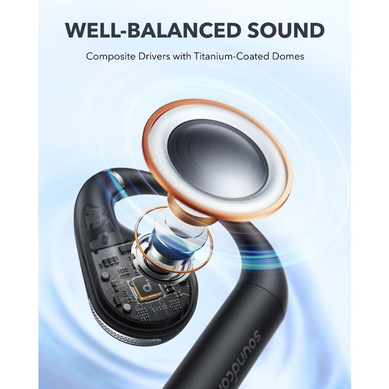 Anker Soundcore AeroFit, Ultra Comfort, Snug Fit, Ergonomic Ear Hook, Balanced Sound, IPX7 Waterproof, 42H Playtime, Bluetooth 5.3, App Control, Clear Calls, Wireless Superior Comfort Open Ear Earbuds, A3872H11-21578