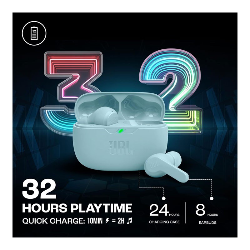 JBL Wave Beam, TWS With Mic, Customized Extra Bass Eq, 32 Hours Battery And Quick Charge, Ip54 Water And Dust Resistance, Ambient Aware, Google Fastpair, In Ear Wireless Bluetooth Earbuds, HSWBEAM-31656