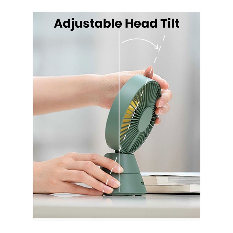 Moxedo Mini Portable Fan Desktop 5 Blade 3 Speed USB Rechargeable Battery With Fragrance Pad, Green, MX-DF013-34091