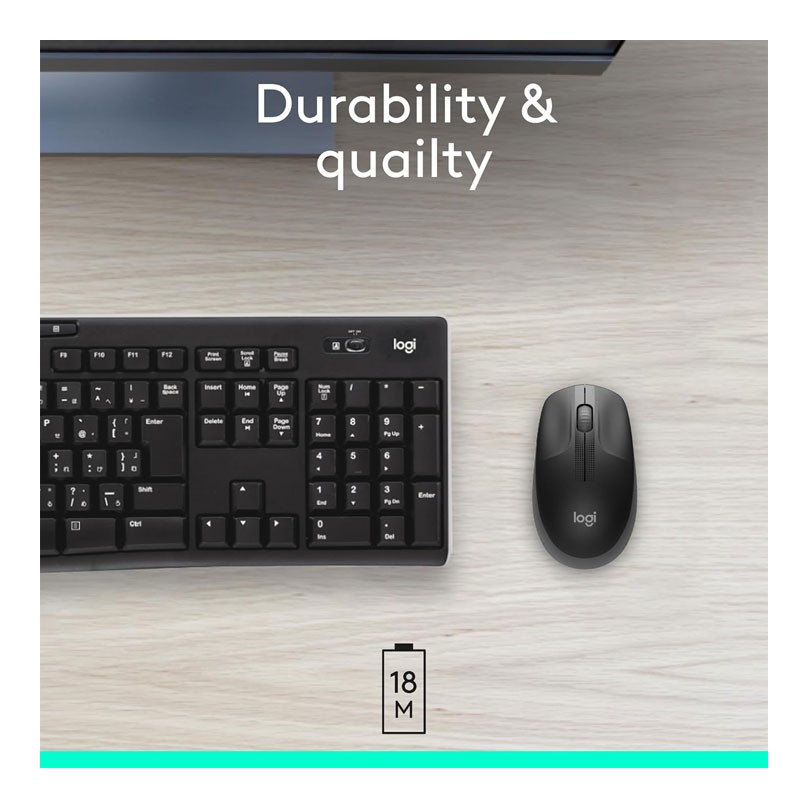 Logitech M187, 2.4 GHz Wireless Connection, 1000 Dpi, Full Size Ambidextrous Curve Design, Wireless Mouse, Black-30138
