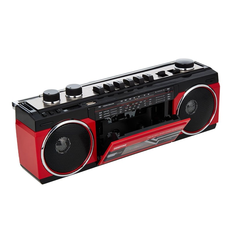 Geepas Radio Casset Recorder, USB, SD Slots, MP3 And BT, Built In Microphone With Recording, Auto Stop Function, Portable Speakers, GCR13011-33355