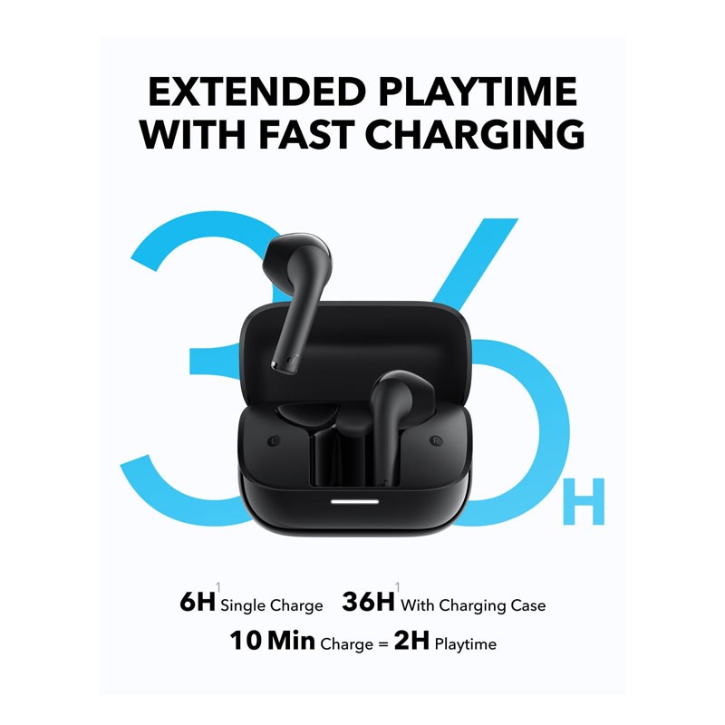 Anker Soundcore K20i, 36H Playtime, Fast Charge, Clear Sound, Comfortable Fit, ENC 2 Mic Clear Calls, Custom EQ, IPX5, App Control, Wireless Bluetooth In Ear Earbuds, Black, A3994H11-29130