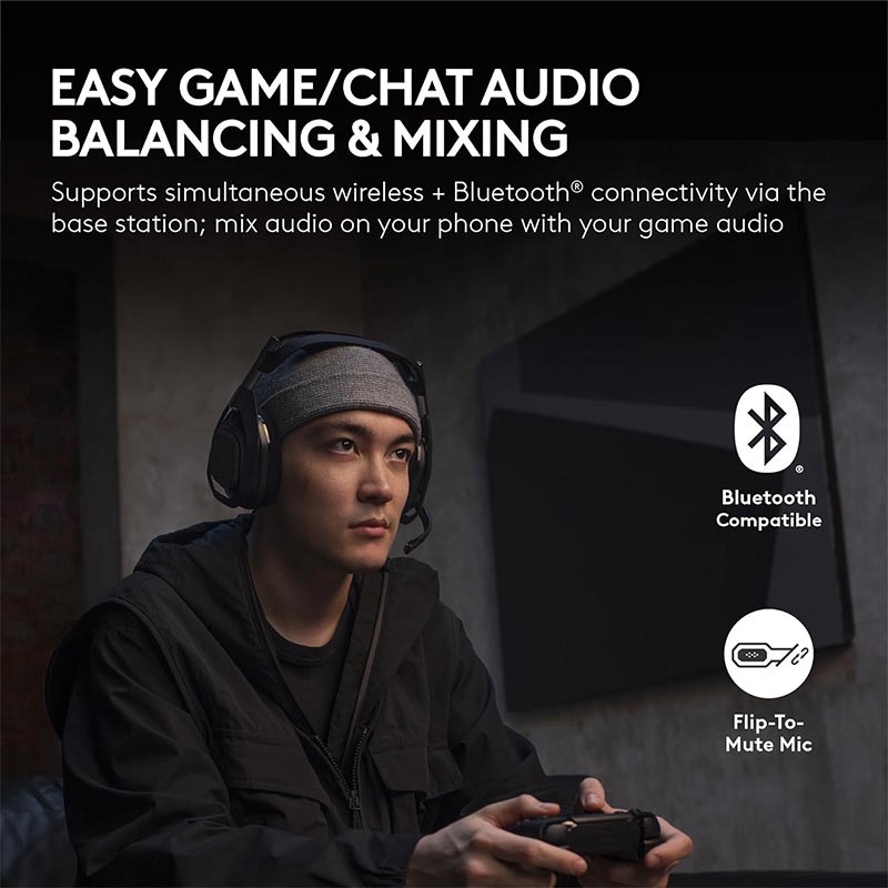 Logitech Astro A50 X, 24 Hours Playtime, Dolby Atmos, Lightspeed Bluetooth Wireless Gaming Headset With Base Station For Xbox PlayStation PC And Mac, Black-35747