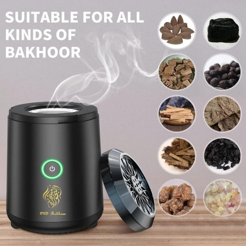 OUD Bukhoor BK-18 Electric Incense Burner, Premium Bakhoor Burner, Black, BK-18-37973