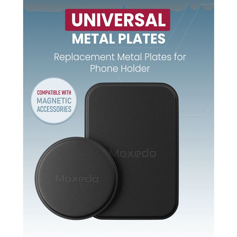 Moxedo Universal Metal Plates Replacement For Phone Holder Adhesive Thin Magnetic Mounts 1 Rectangle And 1 Round Compatible For All Mobiles, ‎MX-CM053-28547