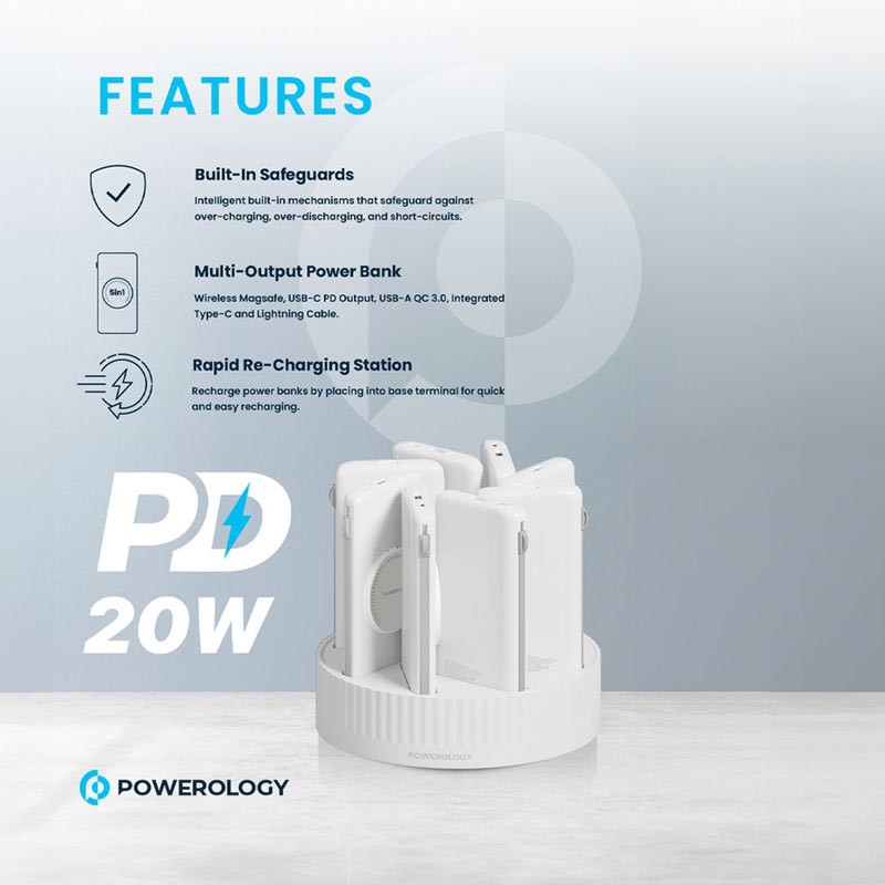 Powerology 8in1 Station 10000mAh PD 120W QC Wireless Power, Bank-35770