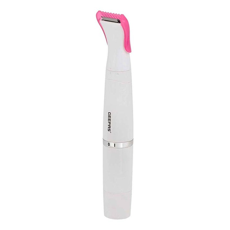 Geepas, USB Cable Lip Hair Rotary Shaver, Hair Trimmer, Micro Shaver, Eyebrow Shaping Stainless Steel Blade Guide Comb White 26cm, 4 In 1 Rechargeable Ladies Grooming Set, GLS86058-33588