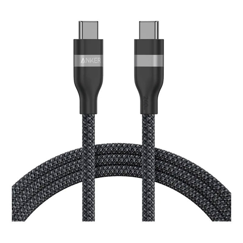 Anker USB C To USB C 240W Upcycled Braided 6ft Fast Charging Cable, Black, A82E2H12-29207