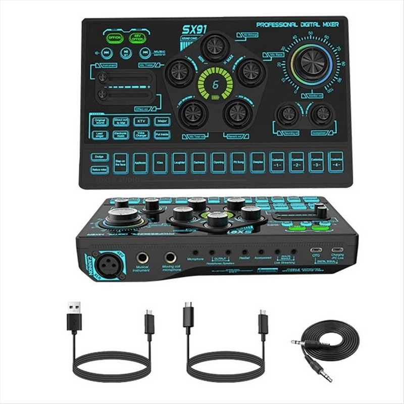 Mixer Audio SX91 Professional USB Audio Interface, 32 bit DSP, 48V Phantom Power, Multi Channel Mixing, SX91-36767