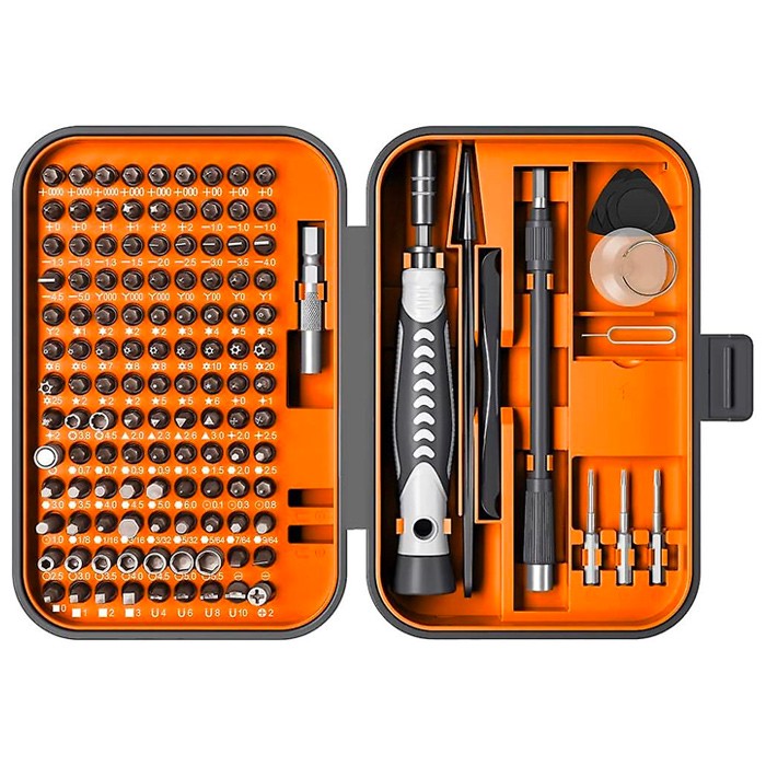 Precision Screwdriver Set, 130 in 1 with 120 bits Repair Tool Kit, Magnetic Screwdriver Set with mini built-in box for Electronics iPhone Jewelers Game Console Passion Orange-212