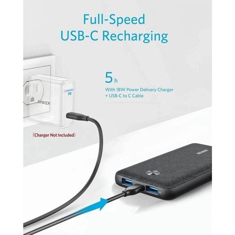 Anker PowerCore 3 Sense 10K, 20W Power Delivery, 10000mAh, PowerIQ And Voltage Boost Technology, MultiProtect Safety System, Universal Compatibility, Power Bank, Blue, A1248H31-20868