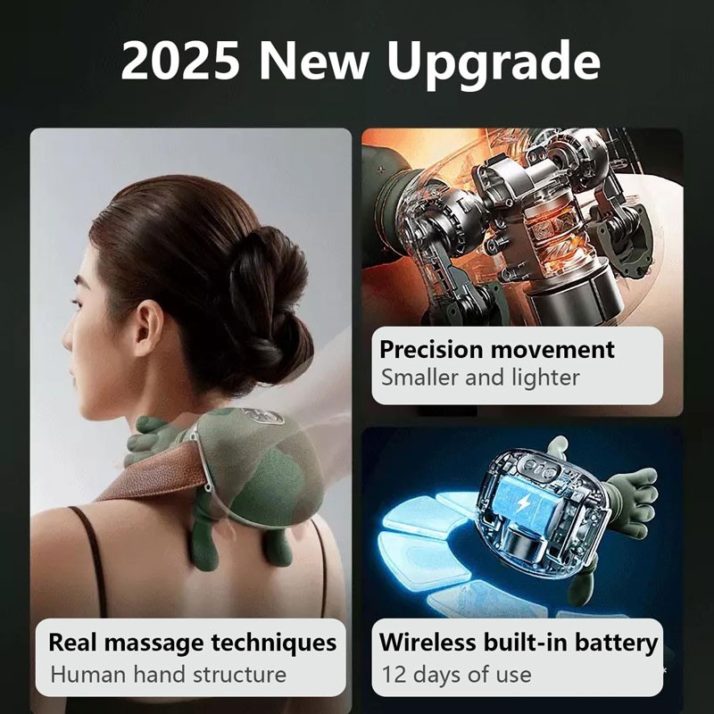Neck and Shoulder Pro Hands Electric Kneading Massager, USB C Rechargeable-36428
