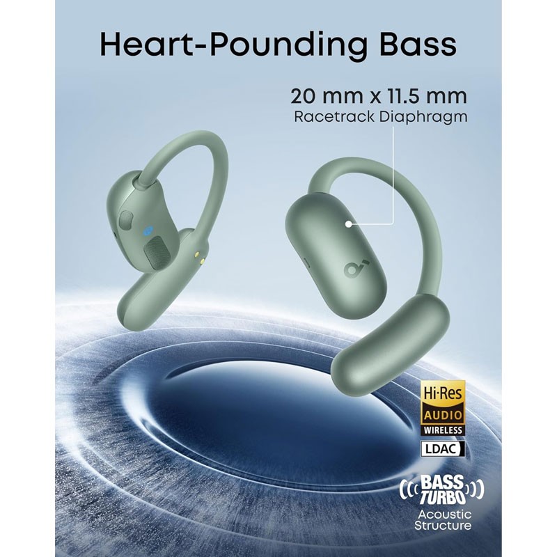 Anker Soundcore AeroFit 2 Open-Ear, Bluetooth 5.4, 42H Playtime Wireless Earbuds, Green, A3874H21-36491