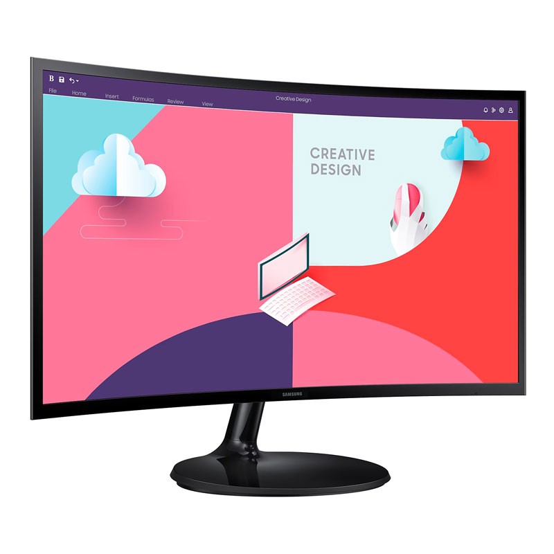 Samsung Essential Monitor S3 S36C, 24 Inch FHD 75Hz Refresh Rate Curved Display, Flicker Free, Eye Saver Mode, FreeSync, Game Mode, Curved Monitor, LS24C360EAMXUE-32655