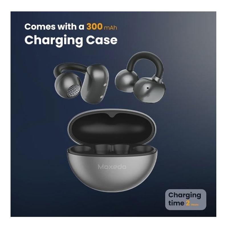 Moxedo True Open Ear Earbuds S8, Bluetooth 5.4 Earphones With USB C Case, Ear Hook Headphone, Active Noise Cancellation, 24H Battery, Lightweight Design For Running, Wireless Earbuds, Gray, MX-TWS017-32351