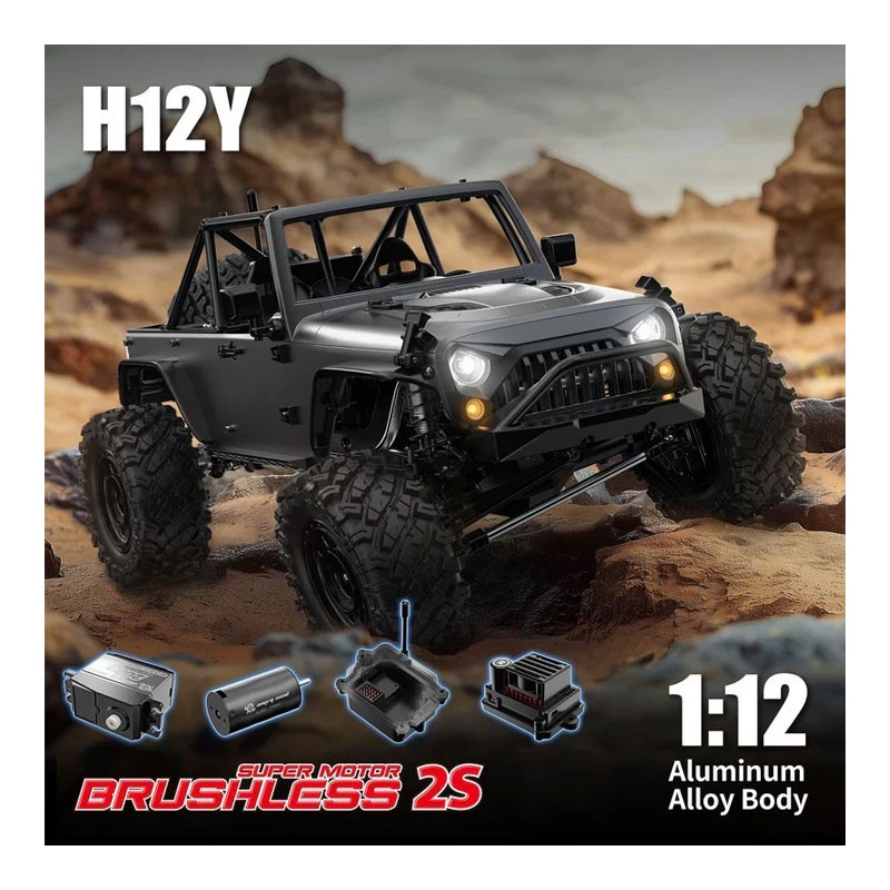 MJX Hyper Go H12Y 1/12 Scale RC Car High Torque 3650 Brushless BLDC Motor Aluminum Shell, Black-35122