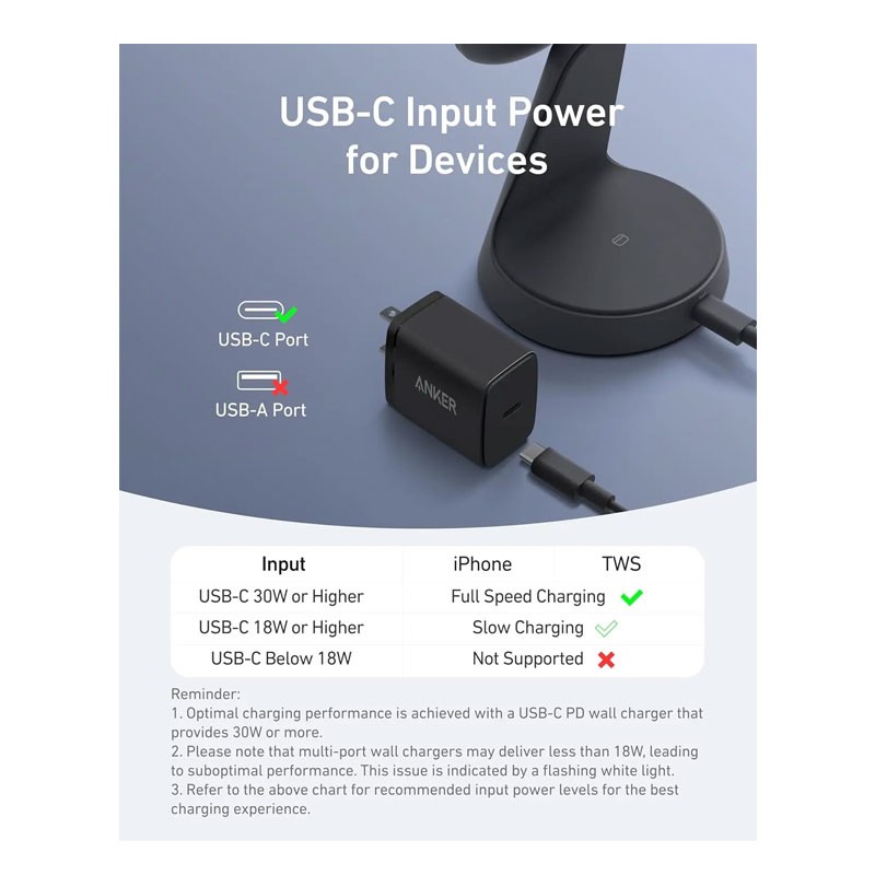 Anker MagGo 2 In 1 Dock Stand Qi2 15W Wireless Charger, A25M7H11-29277