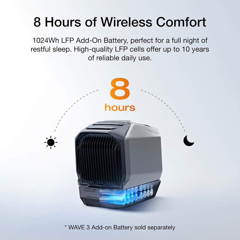 EcoFlow WAVE 3 Portable Air Conditioner, 6100BTU ,1800W Cooling Capacity, 6800BTU (2000W) Heating Capacity, Automatic Function, Dehumidification Function, Sleep Mode, IPX4 Rating-36684