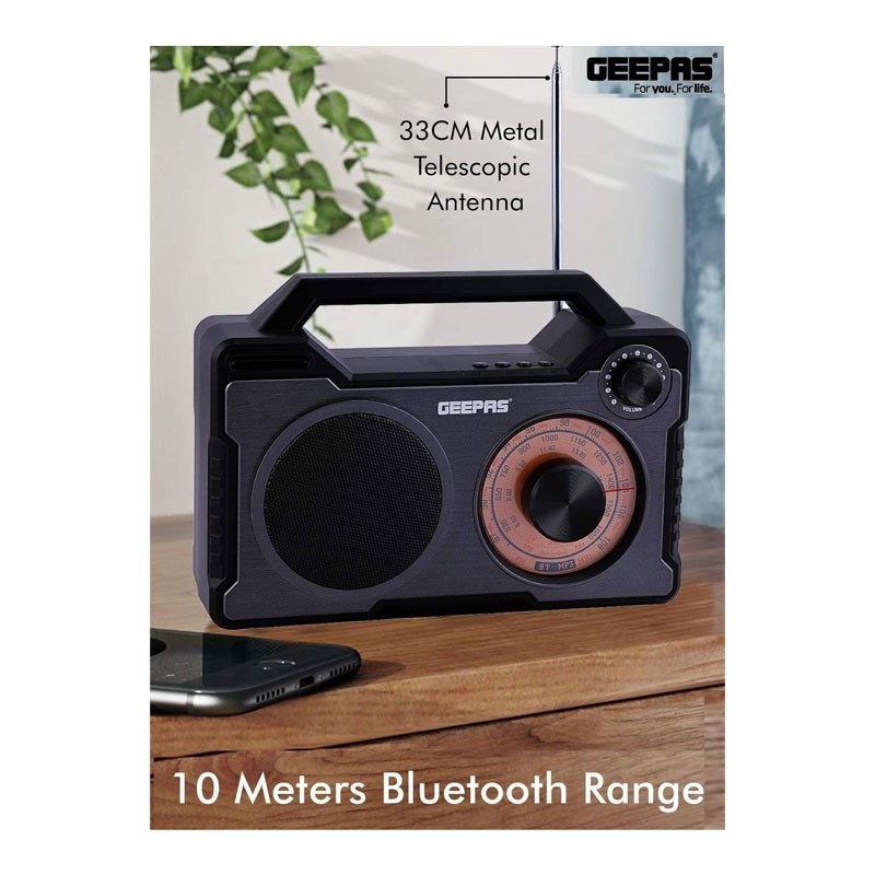 Geepas, TF/SD Card Support, Aux In, Bluetooth Portable Radio With USB Port, GR13013-33860