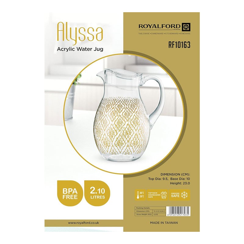 Royalford, Bpa Free, Freezer Safe, 2.1L Capacity, Alyssa Acrylic Water Jug, RF10163-31176