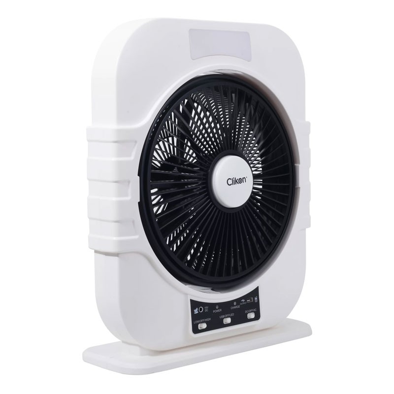 Clikon, Over Charge Protection, 12 Inch Rechargeable Box Fan With LED Light, CK2226-35084