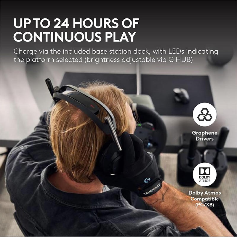 Logitech Astro A50 X, 24 Hours Playtime, Dolby Atmos, Lightspeed Bluetooth Wireless Gaming Headset With Base Station For Xbox PlayStation PC And Mac, Black-35745