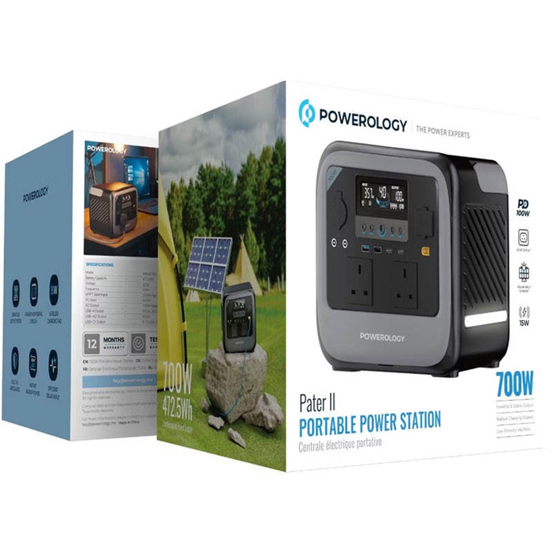 Powerology Pater II Portable Power Station 700W 472.5Wh with PD 100W-36447
