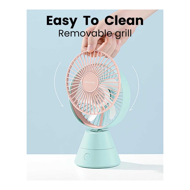 Moxedo Mini Portable Fan Desktop 5 Blade 3 Speed USB Rechargeable Battery With Fragrance Pad, Blue, MX-DF015-34099