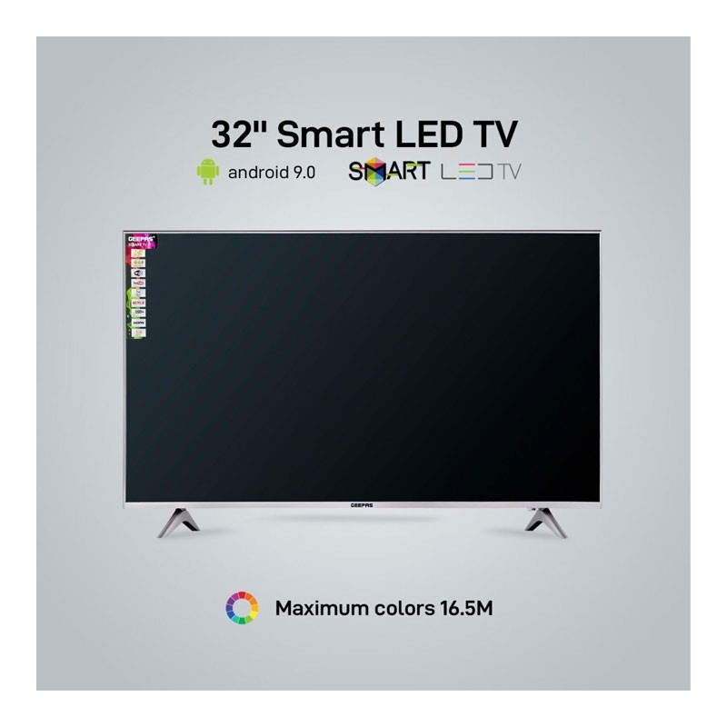 Geepas, Slim LED, 3.5mm, 1 HDMI And 2 USB Ports, WiFi, Card Slot, YouTube, Netflix, Amazon Prime Compatibility, 32 Inch Android HD Smart LED TV, GLED3202SEHD-33556