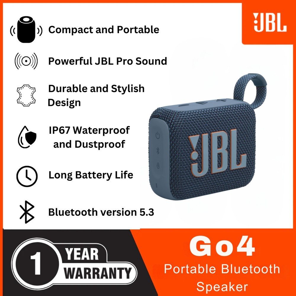 JBL GO 4 Portable Bluetooth Speaker, Compact Wireless Audio, Blue, GO4-38221