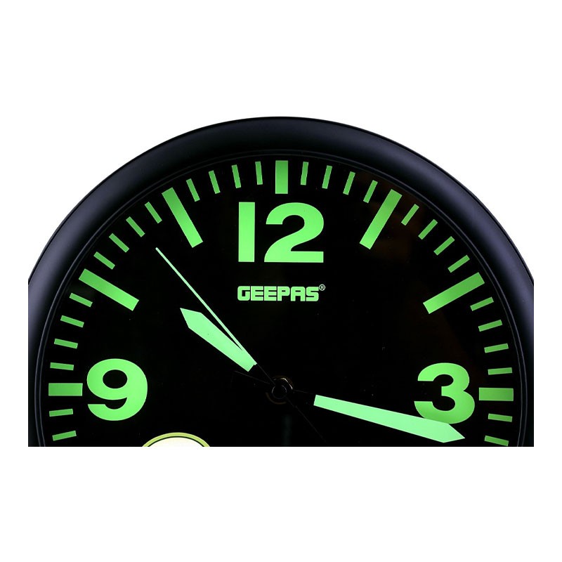 Geepas, Silent Non Ticking, Arabic Numeral Clock, Round Decorative Wall Clock, 3D Silver Dial Wall Clock, GWC4814-31171