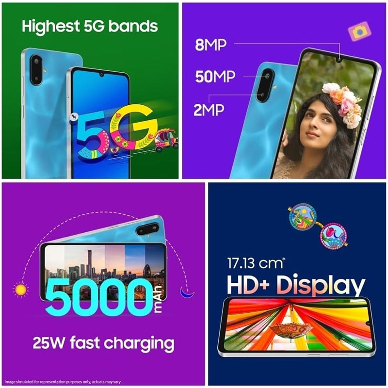 Samsung Galaxy F06 5G, Dual SIM, 6GB RAM, 128GB Storage, Android Smartphone, Bahama Blue-35850