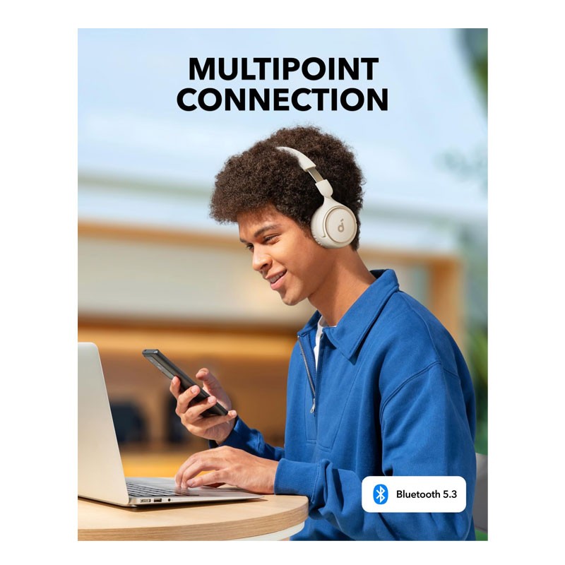 Anker Soundcore H30i, 40mm Pure Bass Drivers, 70 Hrs Battery, Foldable Design, App Connectivity, Dual connection, Wireless Bluetooth OnEar Headphone, Black, A3012H21-29074